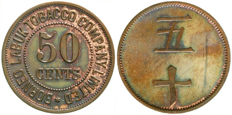 Malaysia
British Nordborneo
50 Cents Token Kupfer o.J.(1900/1924). Borneo Labu...