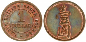 Malaysia
British Nordborneo
1 Dollar Token Kupfer o.J.(um 1924). Labuk British North Borneo.
Polierte Platte, kl. Kratzer