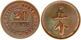 Malaysia
British Nordborneo
20 Cents Token Kupfer o.J.(um 1924). Labuk British North Borneo.
Polierte Platte, kl. Kratzer