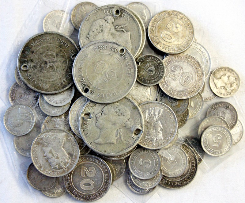 Malaysia
Straits Settlements
Interessanter Posten von ca. 70 Münzen, 5 Cents b...