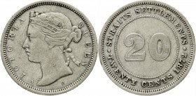 Malaysia
Straits Settlements
20 Cents 1872 H. schön/sehr schön, seltenes Jahr