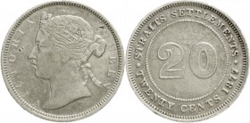 Malaysia
Straits Settlements
20 Cents 1877. schön/sehr schön, seltenes Jahr