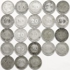 Malaysia
Straits Settlements
Sammlung von 23 verschiedenen 20 Cents aus 1878 bis 1901. Darunter auch die bei KM nicht verzeichnete Variante "wide da...