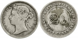 Malaysia
Straits Settlements
20 Cents 1880 H. schön/sehr schön, seltenes Jahr