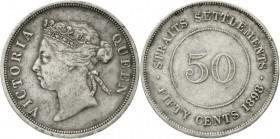 Malaysia
Straits Settlements
50 Cents 1898. sehr schön