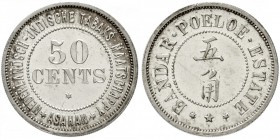Niederländisch-Ostindien
Nederlandsch-Indische Tabaks Maatschappy Asahan
50 Cents Silberabschlag o.J.(1891/1897). Bandar Poeloe Estate. 7,12 g.
Pol...