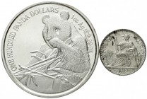 Lots Asien allgemein
2 Stück: 1 Unze Silbermedaille "100 Panda Dollars" 1989 einlösbar auf der Hongkong International Coin Exposition. In Kapsel, daz...