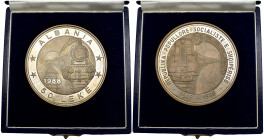 Albania - 50 Leke Piedfort 1988 - 42° anniversario della 1ª ferrovia albanese - senza il foro del tunnel - Ag - gr. 337,34 g - RARISSIMA - KM#P1 - in ...