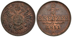 Austria - 1/4 Kreuzer 1851 A - Cu, rame rosso - KM#2180

SPL+

SPEDIZIONE SOLO IN ITALIA - SHIPPING ONLY IN ITALY