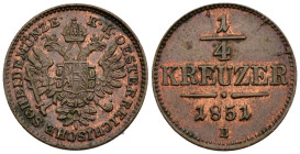 Austria - 1/4 Kreuzer 1851 B - Cu, rame rosso - KM#2180

SPL+

SPEDIZIONE SOLO IN ITALIA - SHIPPING ONLY IN ITALY
