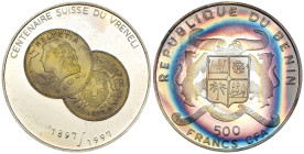 Benin - 500 Francs 1997 CFA - 100° anniversario delle monete d'oro svizzere - Ag (.999) - KM#A48

FDC

SPEDIZIONE IN TUTTO IL MONDO - WORLDWIDE SH...