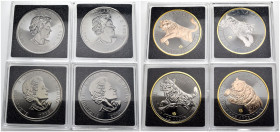 Canada - Cofanetto con set di 4 Once in Argento .999 a tema: Animali Predatori Felini - Applicazione con rifiniture in Rutenio e Oro 24k - 999 serie c...