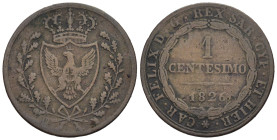 Regno di Sardegna - Carlo Felice (1821-1831) - 1 Centesimo 1826 Torino - Cu. - 1,89 gr. - Mont. 139

MB/BB

SPEDIZIONE SOLO IN ITALIA - SHIPPING O...