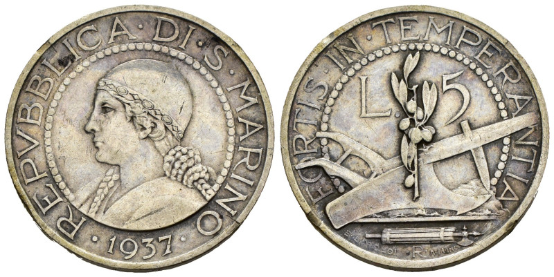 Vecchia Monetazione (1864-1938) - 5 Lire 2° Tipo 1937 - Ag - Gigante 23

BB+
...