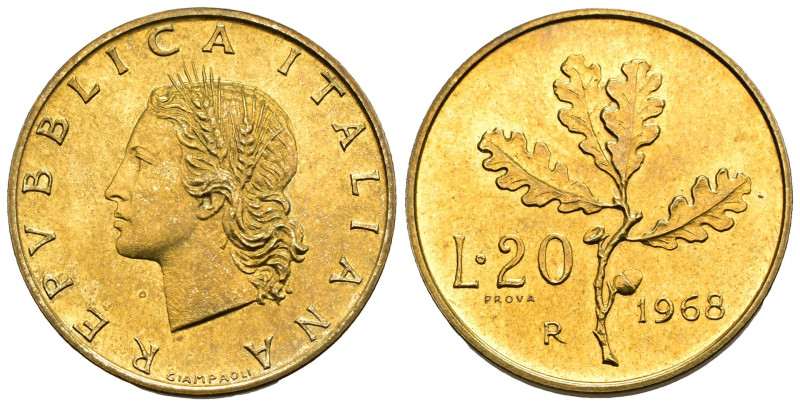 PROVA - Repubblica Italiana - 20 Lire Ramo di Quercia 1968 - Ba - MOLTO RARA - G...