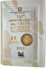 Italia - 2 Euro 150° anniversario Unità d'Italia 2011 - Bimetallico: centro in nickel rivestito di ottone al nichel con anello in rame-nichel - in con...