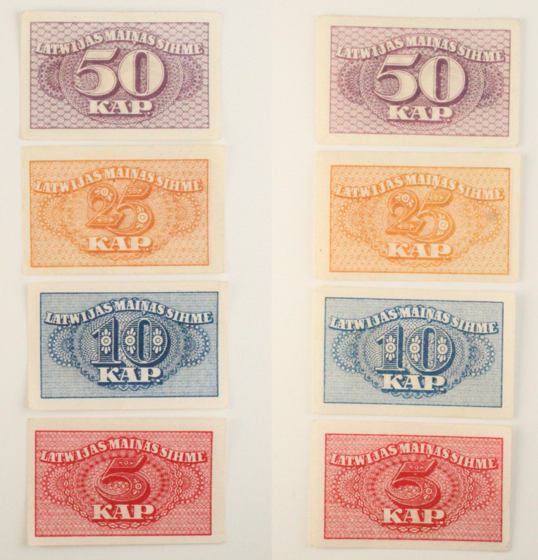 Lettonia - Lotto di 4 banconote: 50 Kapeikas 1920 P#12 - 25 Kapeikas 1920 P#11 -...