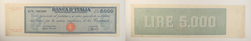 Repubblica Italiana - banconota 5000 Lire Titolo Provvisorio (Medusa) 28/01/1948...