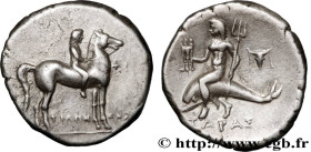 CALABRIA - TARAS
Type : Nomos, statère ou didrachme 
Date : c. 272-240 AC. 
Mint name / Town : Tarente, Calabre 
Metal : silver 
Diameter : 21  mm
Ori...