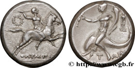 CALABRIA - TARAS
Type : Nomos, statère ou didrachme 
Date : c. 235-228 AC. 
Mint name / Town : Tarente 
Metal : silver 
Diameter : 20,5  mm
Orientatio...