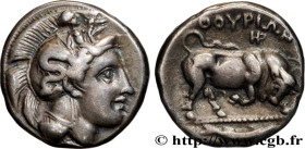 LUCANIA - THOURIOI
Type : Nomos, statère ou didrachme 
Date : c. 443-400 AC. 
Mint name / Town : Thurium, Lucanie 
Metal : silver 
Diameter : 21  mm
O...