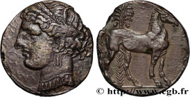 ZEUGITANA - CARTHAGE
Type : Triple shekel 
Date : c. 264-241 AC. 
Mint name / Town : Carthage, Zeugitane 
Metal : billon 
Diameter : 30  mm
Orientatio...