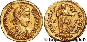 HONORIUS
Type : Solidus 
Date : 408-423 
Mint name / Town : Ravenne 
Metal : gold 
Diameter : 20,5  mm
Orientation dies : 6  h.
Weight : 4,44  g.
Obve...