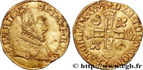 HENRY II
Type : Henri d'or, 1er type 
Date : 1554 
Mint name / Town : Angers 
Quantity minted : 2000 
Metal : gold 
Millesimal fineness : 958  ‰
Diame...
