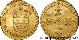 CHARLES IX
Type : Écu d'or au soleil, 1er type 
Date : 1565 
Mint name / Town : Rennes 
Quantity minted : 14708 
Metal : gold 
Millesimal fineness : 9...