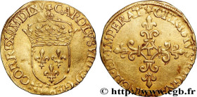 CHARLES IX
Type : Écu d'or au soleil, 1er type 
Date : 1565 (MDLXV) 
Mint name / Town : Nantes 
Quantity minted : 9800 
Metal : gold 
Millesimal finen...