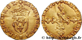 CHARLES IX
Type : Écu d'or au soleil, 1er type 
Date : 1566 
Mint name / Town : Limoges 
Quantity minted : 13280 
Metal : gold 
Millesimal fineness : ...