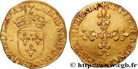 CHARLES IX
Type : Écu d'or au soleil, 1er type 
Date : 1575 
Mint name / Town : Lyon 
Quantity minted : 1256 
Metal : gold 
Millesimal fineness : 958 ...
