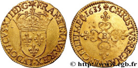 LOUIS XIII
Type : Écu d'or au soleil, à la croix anillée fleurdelisée 
Date : 1635 
Mint name / Town : Rouen 
Quantity minted : 75000 
Metal : gold 
M...