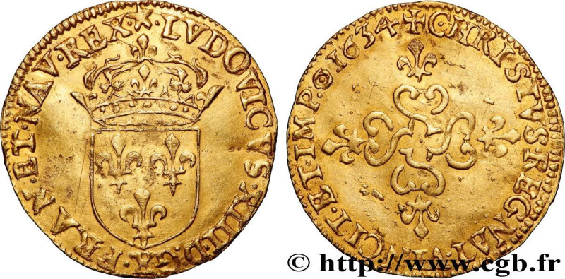 LOUIS XIII
Type : Écu d'or au soleil, à la croix anillée fleurdelisée 
Date : 16...
