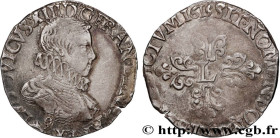 LOUIS XIII
Type : Demi-franc au buste enfantin et fraisé, type de Rennes 
Date : 1615 
Mint name / Town : Rennes 
Quantity minted : 98820 
Metal : sil...
