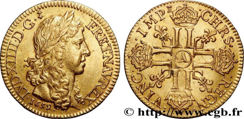 LOUIS XIV "THE SUN KING"
Type : Louis d'or aux huit L, portrait apollinien 
Date...