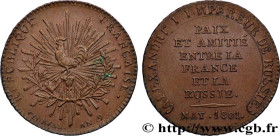 CONSULATE
Type : Essai de Tiolier au module de 2 francs pour la paix franco-russe 
Date : 1801 
Mint name / Town : Paris 
Metal : copper 
Diameter : 2...