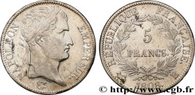 PREMIER EMPIRE / FIRST FRENCH EMPIRE
Type : 5 francs Napoléon empereur, République française 
Date : 1808 
Mint name / Town : Rouen 
Quantity minted :...