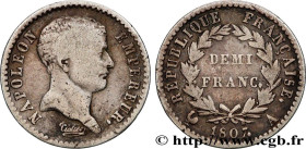 PREMIER EMPIRE / FIRST FRENCH EMPIRE
Type : Demi-franc Napoléon Empereur, tête de nègre 
Date : 1807 
Mint name / Town : Paris 
Quantity minted : 58.4...