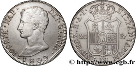 SPAIN - KINGDOM OF SPAIN - JOSEPH NAPOLEON
Type : 20 Reales ou 5 Pesetas 
Date : 1809 
Mint name / Town : Madrid 
Quantity minted : 700000 
Metal : si...