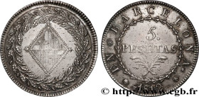 SPAIN - BARCELONA
Type : 5 Pesetas 
Date : 1812 
Mint name / Town : Barcelone 
Metal : silver 
Millesimal fineness : 900  ‰
Diameter : 39  mm
Orientat...
