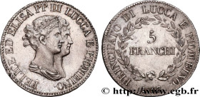 ITALY - PRINCIPALTY OF LUCCA AND PIOMBINO - FELIX BACCIOCHI AND ELISA BONAPARTE
Type : 5 Franchi 
Date : 1807 
Mint name / Town : Florence 
Quantity m...