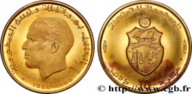 TUNISIA
Type : 10 Dinars Proof Habib Bourguiba 
Date : 1966 
Mint name / Town : Paris 
Quantity minted : - 
Metal : gold 
Millesimal fineness : 900  ‰...