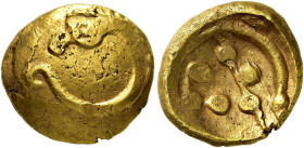 DEUTSCHLAND. VINDELIKER. Typ Rolltier. Stater ø 18mm (7.46g). Ende 2. - 1. Hälfte 1. Jh. v. Chr. Vs.: Drache mit eingerolltem Körper n. l. Rs.: Torque...
