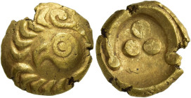 DEUTSCHLAND. VINDELIKER. Typ Vogelkopf. Stater ø 17mm (7.50g). 75 - 50 v. Chr. Vs.: Vogelkopf zwischen zwei Punkten im Blattkranz n. l. Rs.: Torques m...