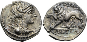 SÜDFRANKREICH. MASSALIA. Tetrobol ø 15mm (2.67g). 2. Jh. v. Chr. Vs.: Artemisbüste mit geschultertem Köcher n. r. Rs.: Löwe mit erhobener Tatze n. l.,...