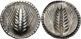 LUKANIEN. METAPONT. Didrachme ø 28mm (8.04g). 540 - 510 v. Chr. Vs.: MET, Kornähre. Rs.: Kornähre incus. Noe 1-27; HN Italy 1459; HGC 1, 1027. Aus ein...