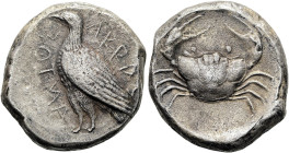 SIZILIEN. AKRAGAS. Tetradrachme ø 25mm (17.07g). 470 - 460 v. Chr. Vs.: AKPAC-ΑΝΤΟΣ, Adler mit geschlossenen Schwingen n. l. stehend. Rs.: Krabbe im r...