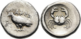 SIZILIEN. AKRAGAS. Didrachme ø 21mm (7.97g). 495 - 485 v. Chr. Vs.: AKPA, Adler mit geschlossenen Schwingen n. l. stehend. Rs.: Krabbe im runden Incus...
