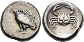 SIZILIEN. AKRAGAS. Didrachme ø 19mm (8.75g). 495 - 485 v. Chr. Vs.: AKPA, Adler mit geschlossenen Schwingen n. l. stehend. Rs.: Krabbe im runden Incus...